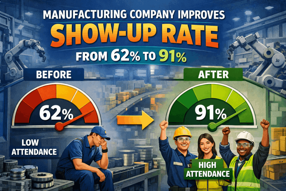 Manufacturing Company Improves Show-Up Rate from 62% to 91%